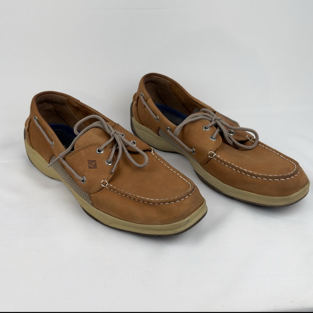 Sperry Top-Sider Wave Driver Boat Shoes Tan Leather Moc Toe Sz 13